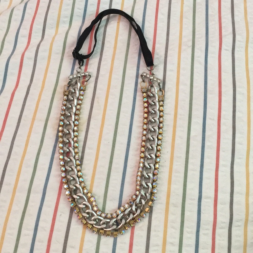 Iridescent crystal chain headband